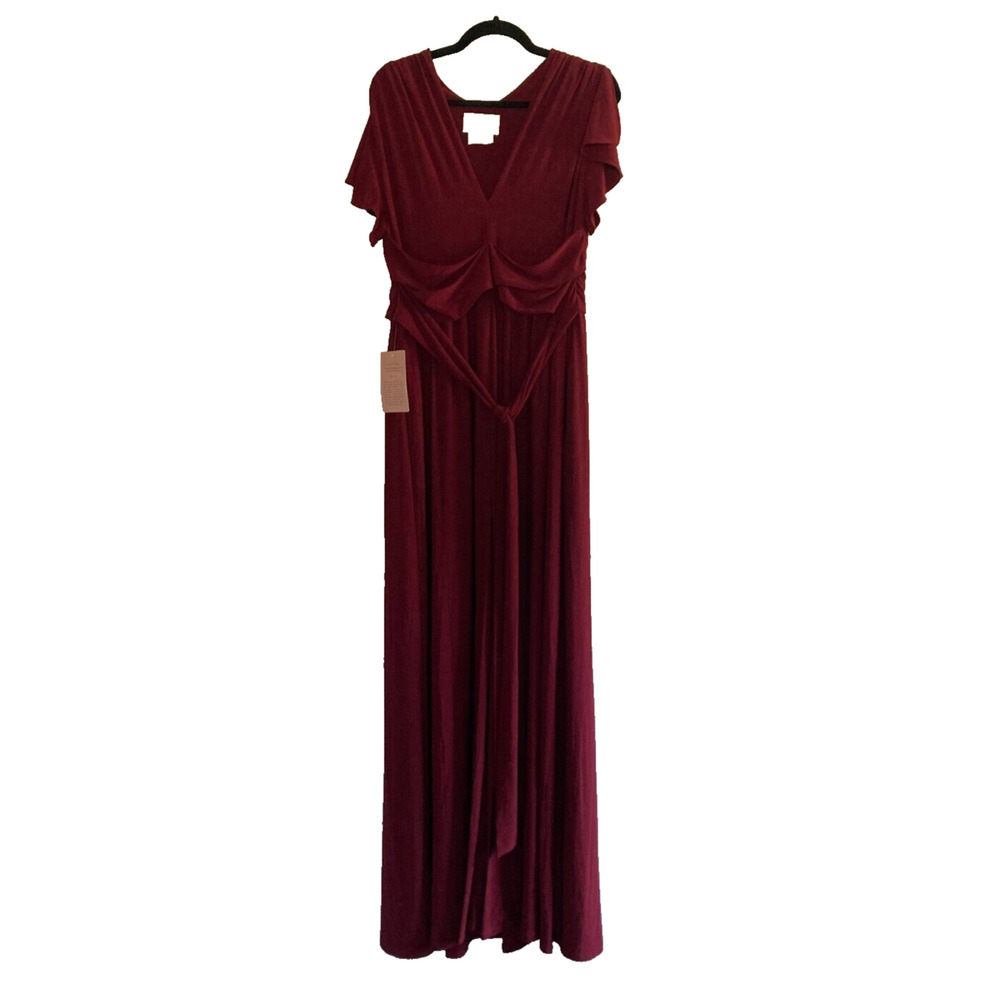 BHLDN Dress Mendoza Maxi Red Burgundy Women 14‎ Formal Wedding Holiday Modest - Picture 2 of 15